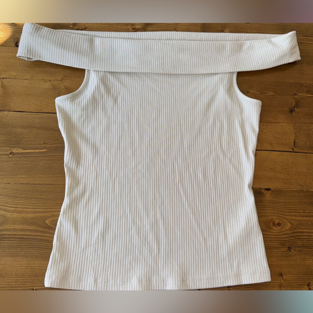 Old Navy White Ribbed Off shoulder